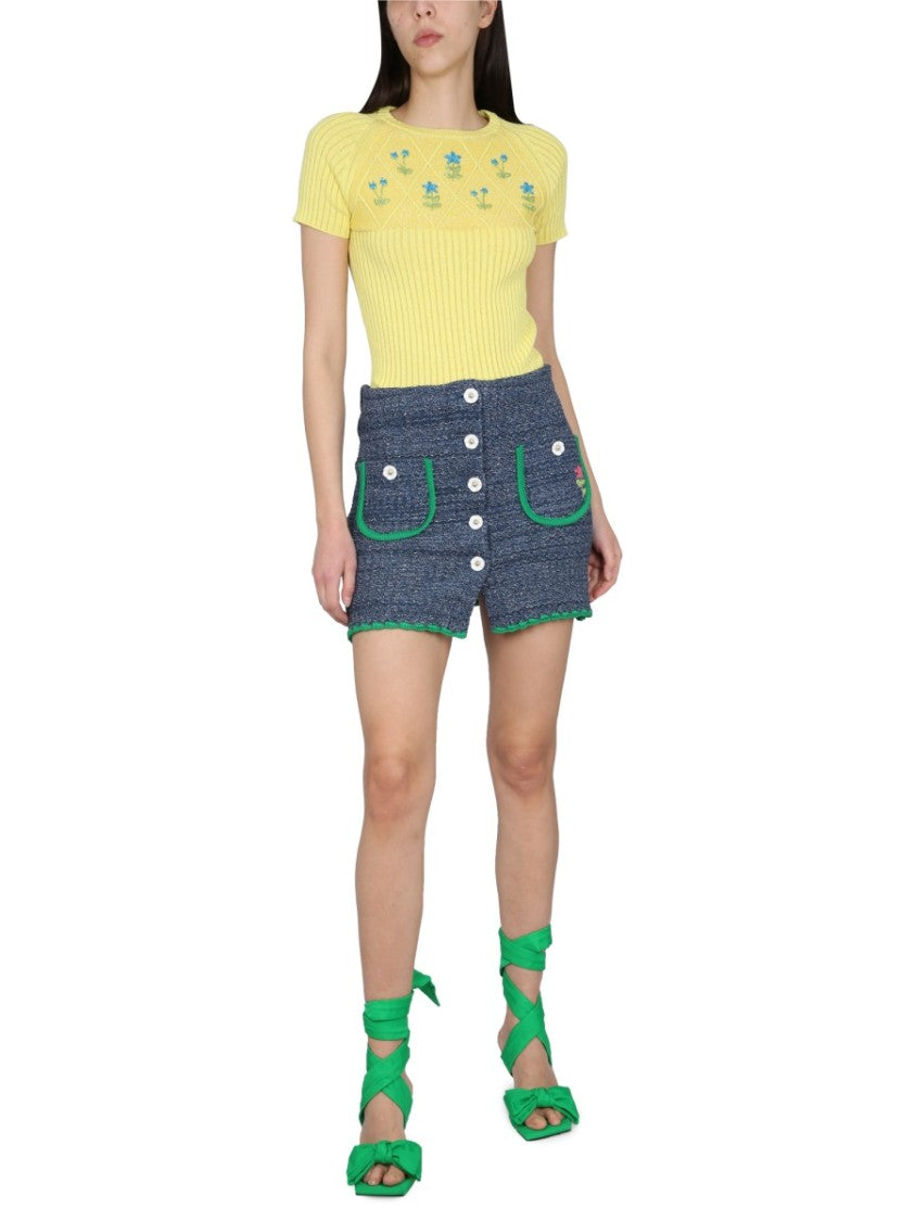 Floral Embroidered Fitted Jersey