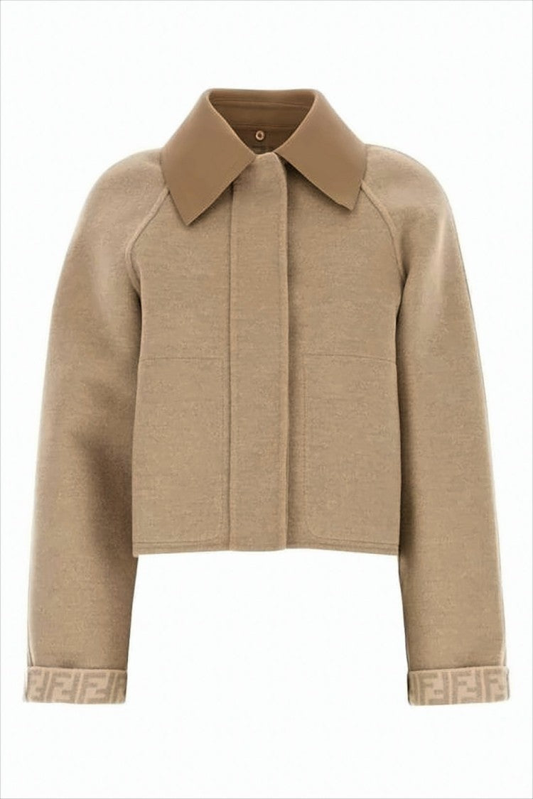 Cropped Structured Jacket with Monogram Cuffs
