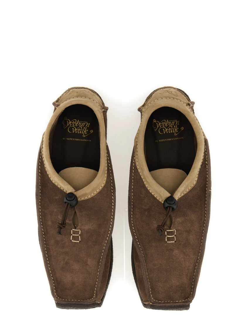 Brown Suede Loafers With Leather Trim