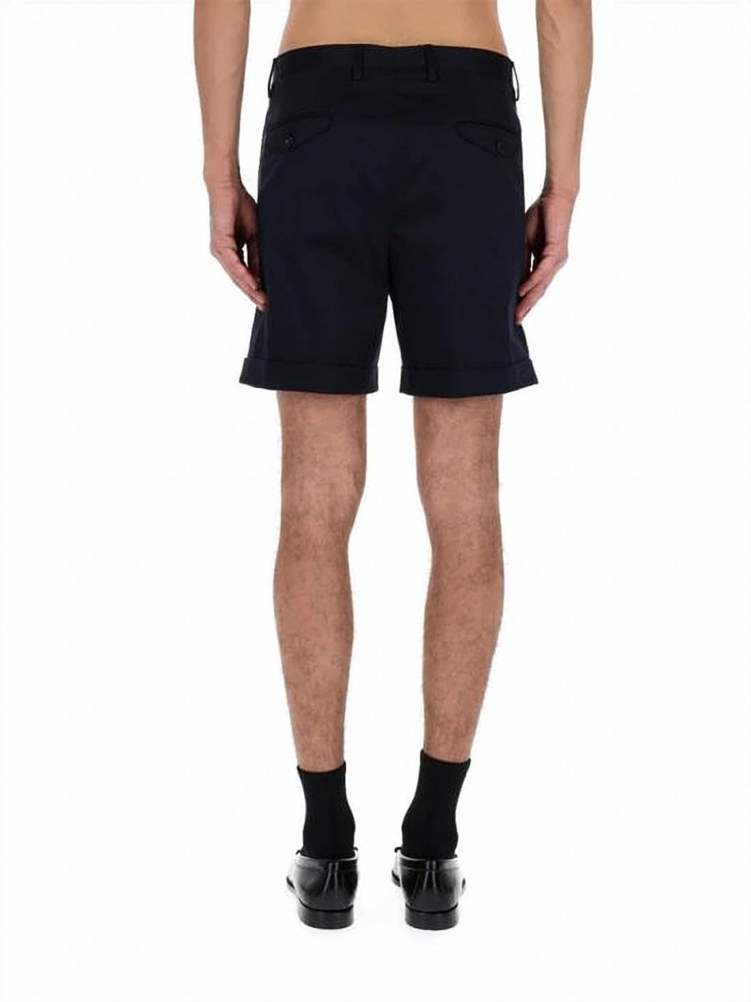 Tailored Blue Shorts with Cuffed Hems