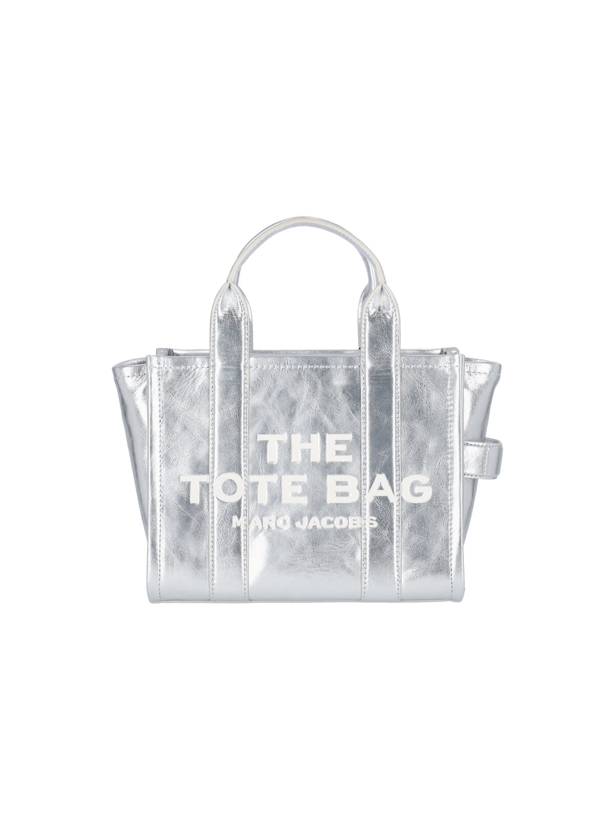 Silver Metallic Leather Small Tote Bag