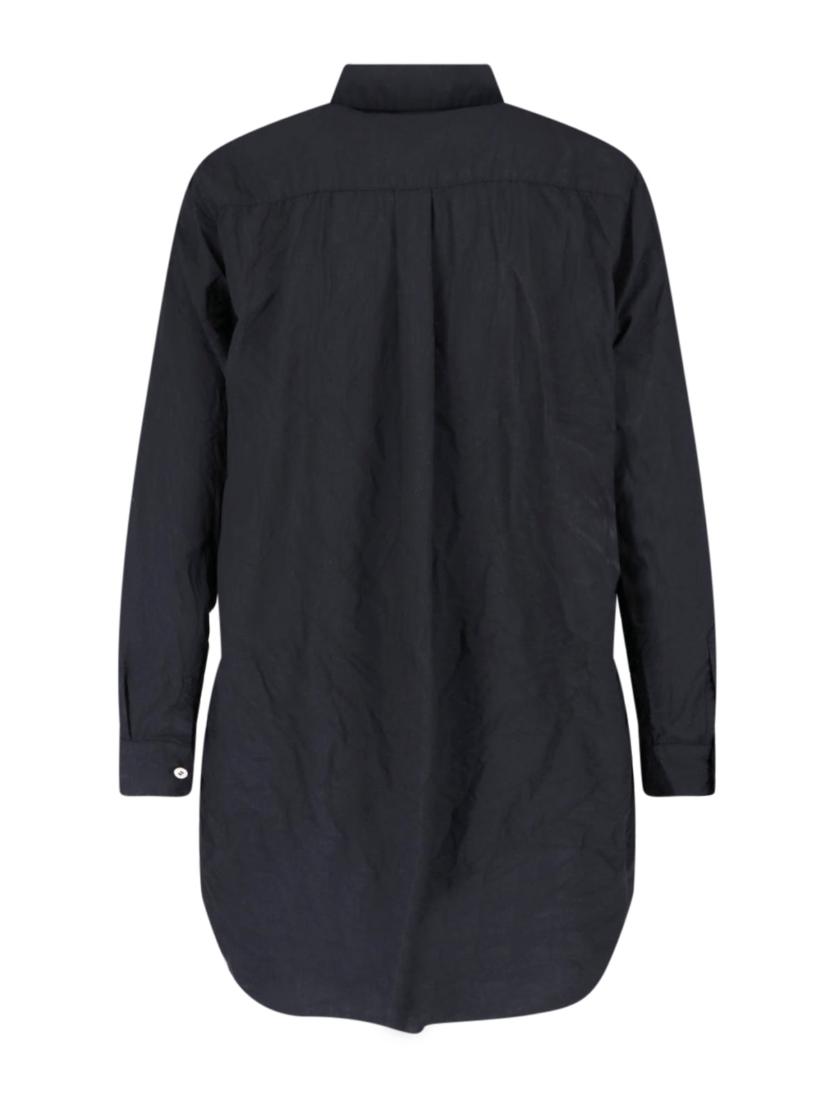 Black Ruffle Detail Button-Down Shirt