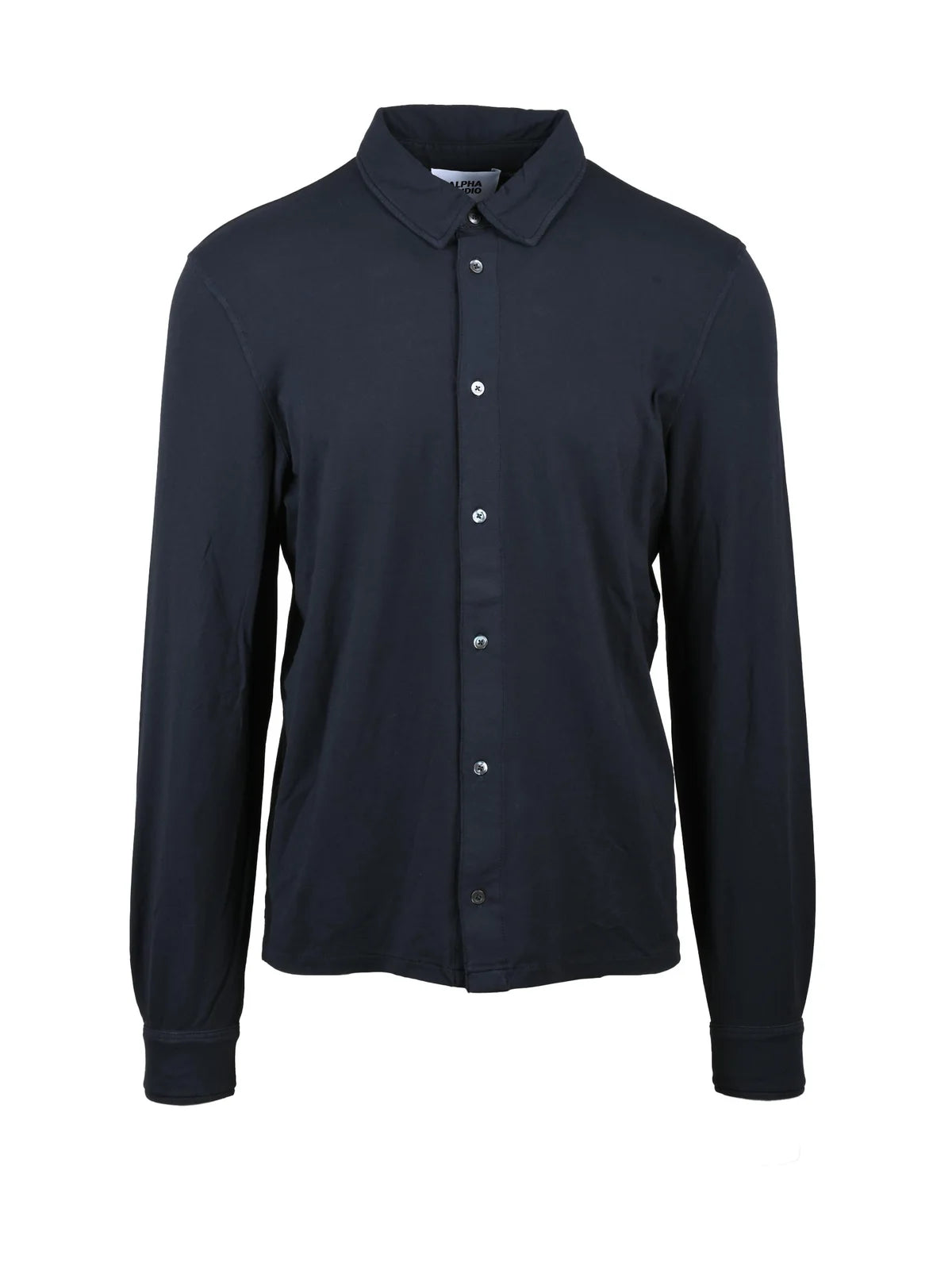 Navy Blue Cotton Elastane Shirt