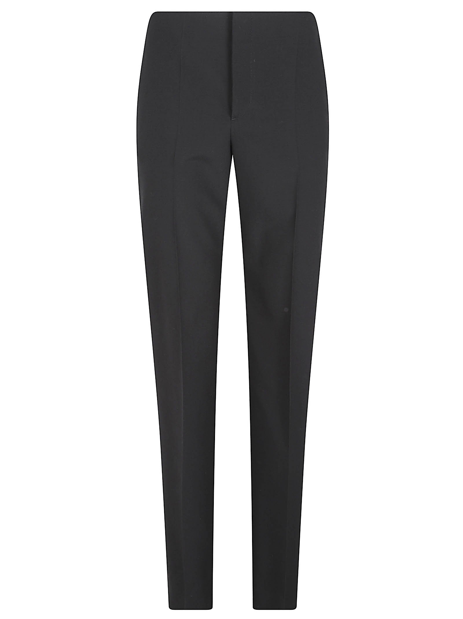Tailored Slim Fit Wool Trousers with Pressed Creases