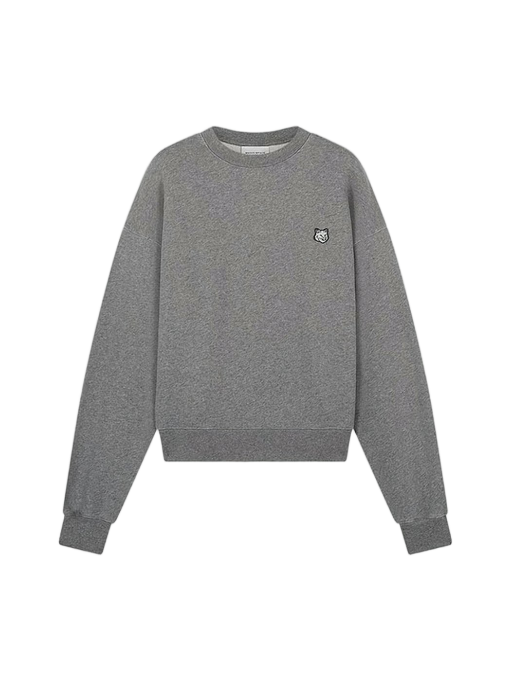 Heathered Grey Long-Sleeve Sweatshirt With Embroidered Fox Logo