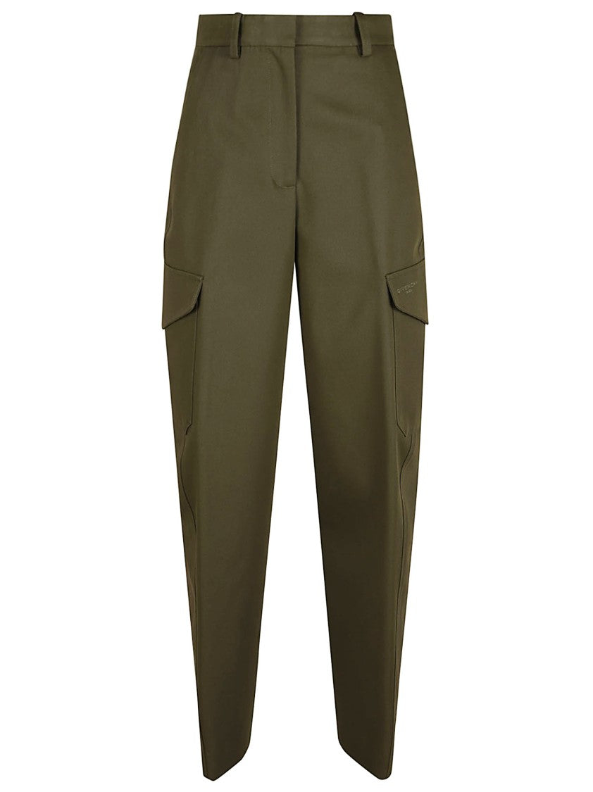 High-Waisted Twill Trousers