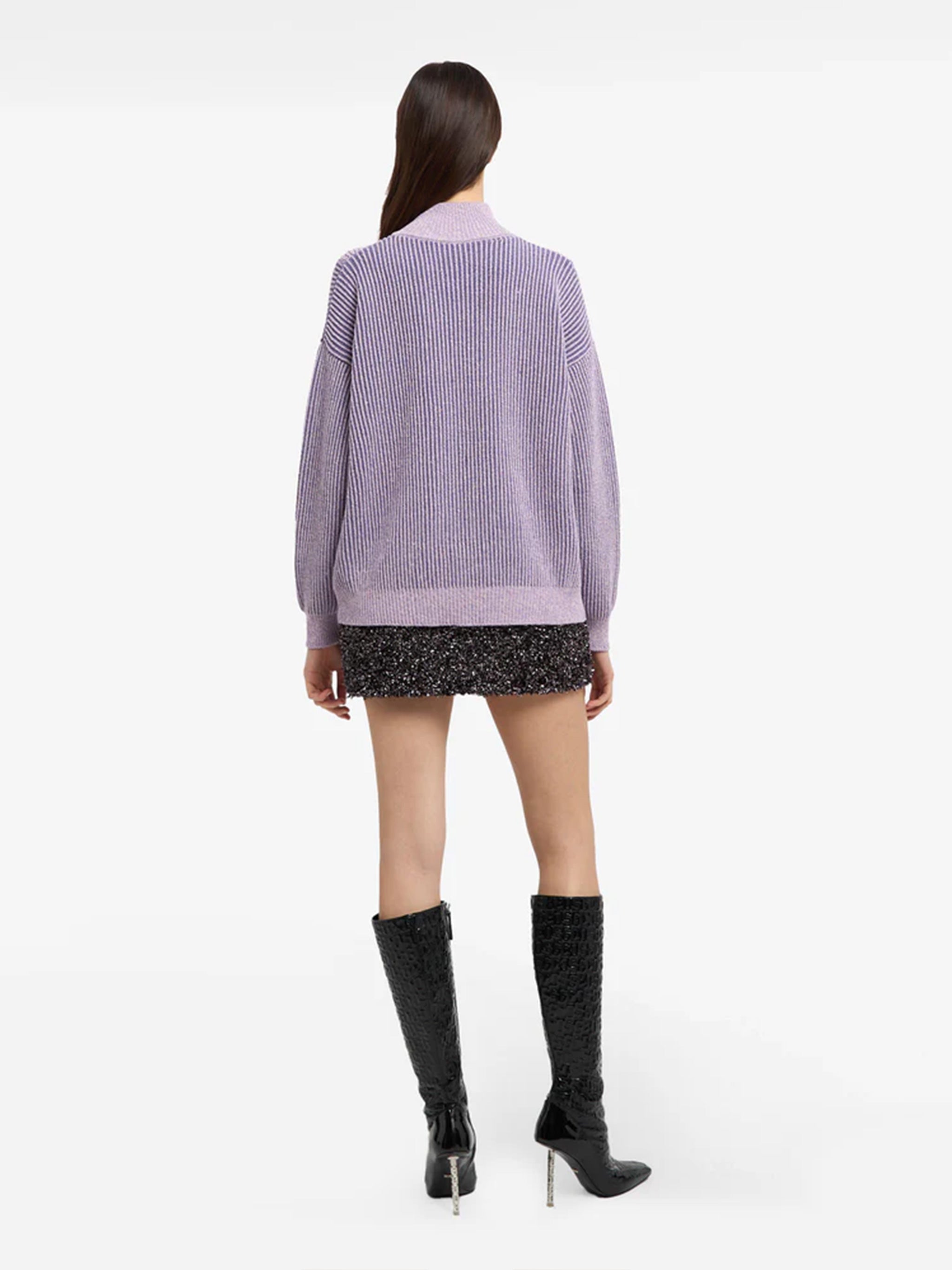 Ribbed Low Logo Half Zip Cotton Sweater