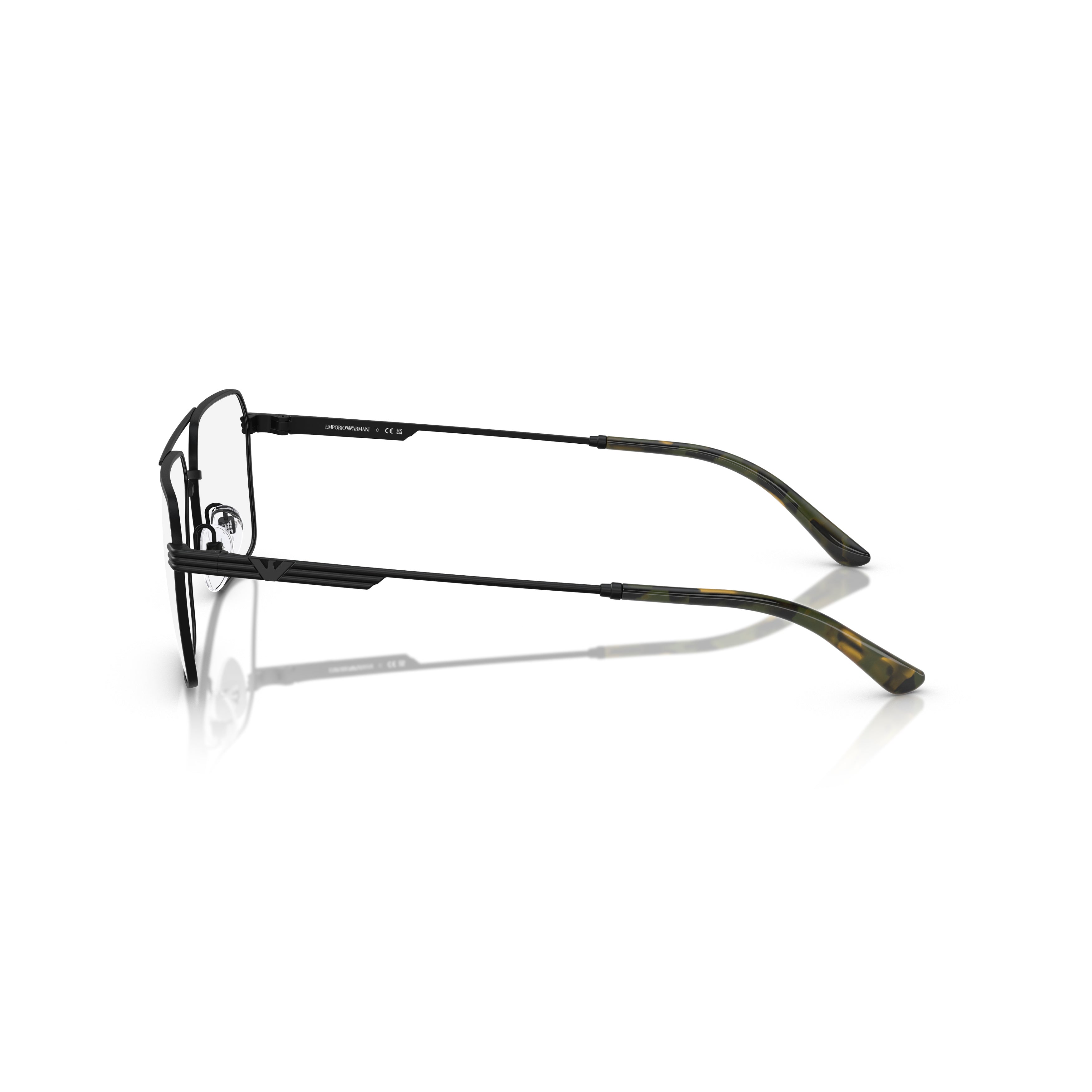 0ea1166 Rectangular Black Metal Frame Eyeglasses with Tortoiseshell Detail