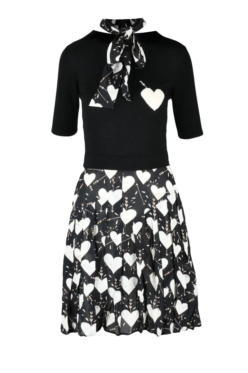 Flared Wool Dress - Black