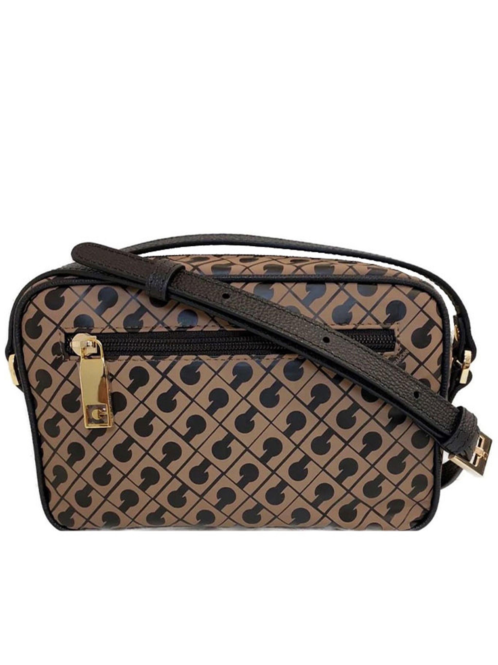 Dark/Light Brown Geometric Leather Crossbody Bag