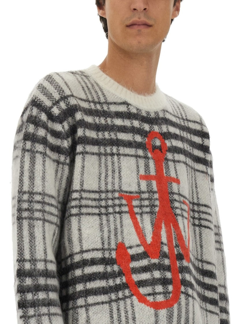 Classic Plaid Knit Jersey With Bold Anchor Logo