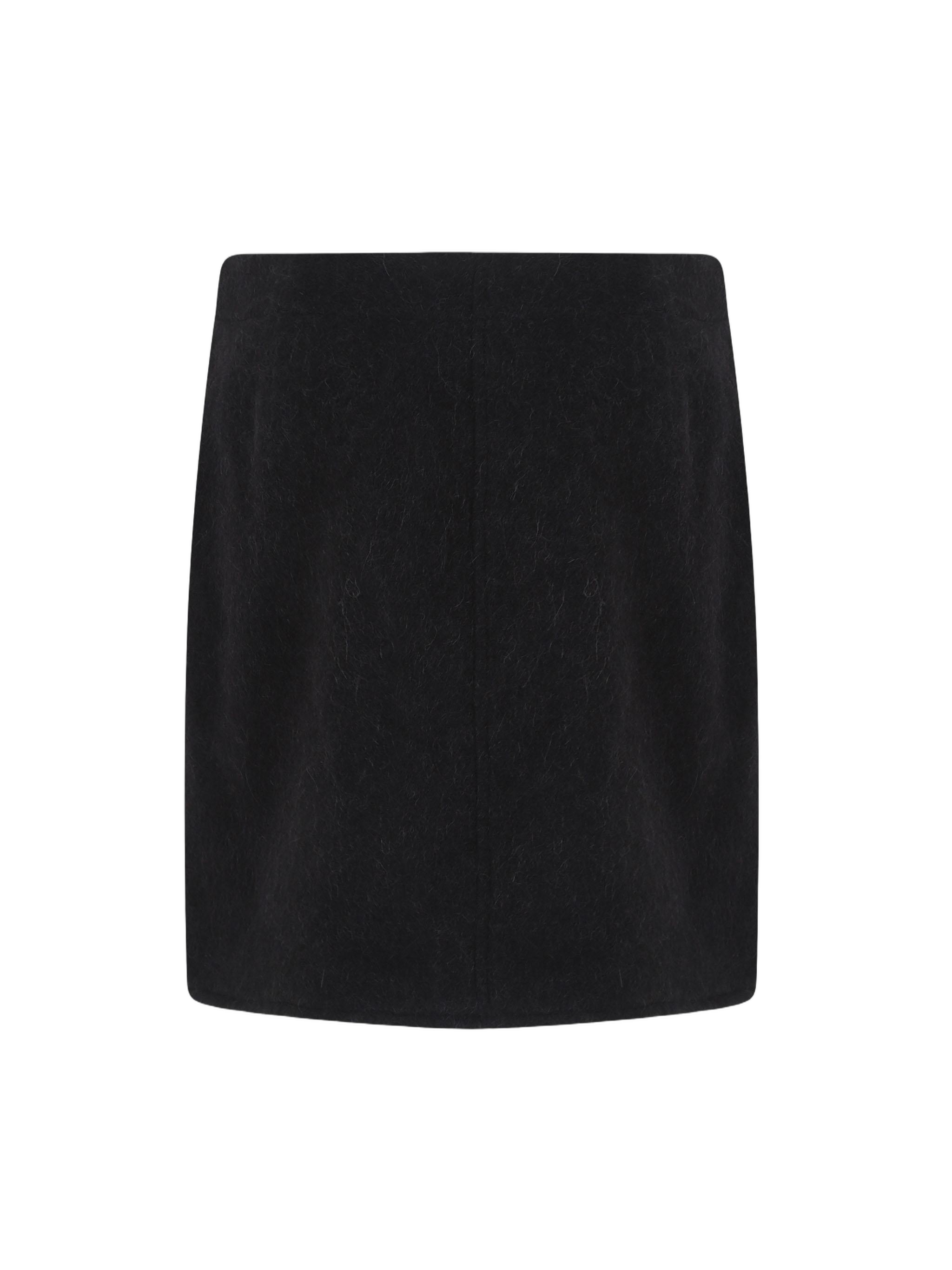 Wrapover Skirt With Textured Wool-Polyester Blend