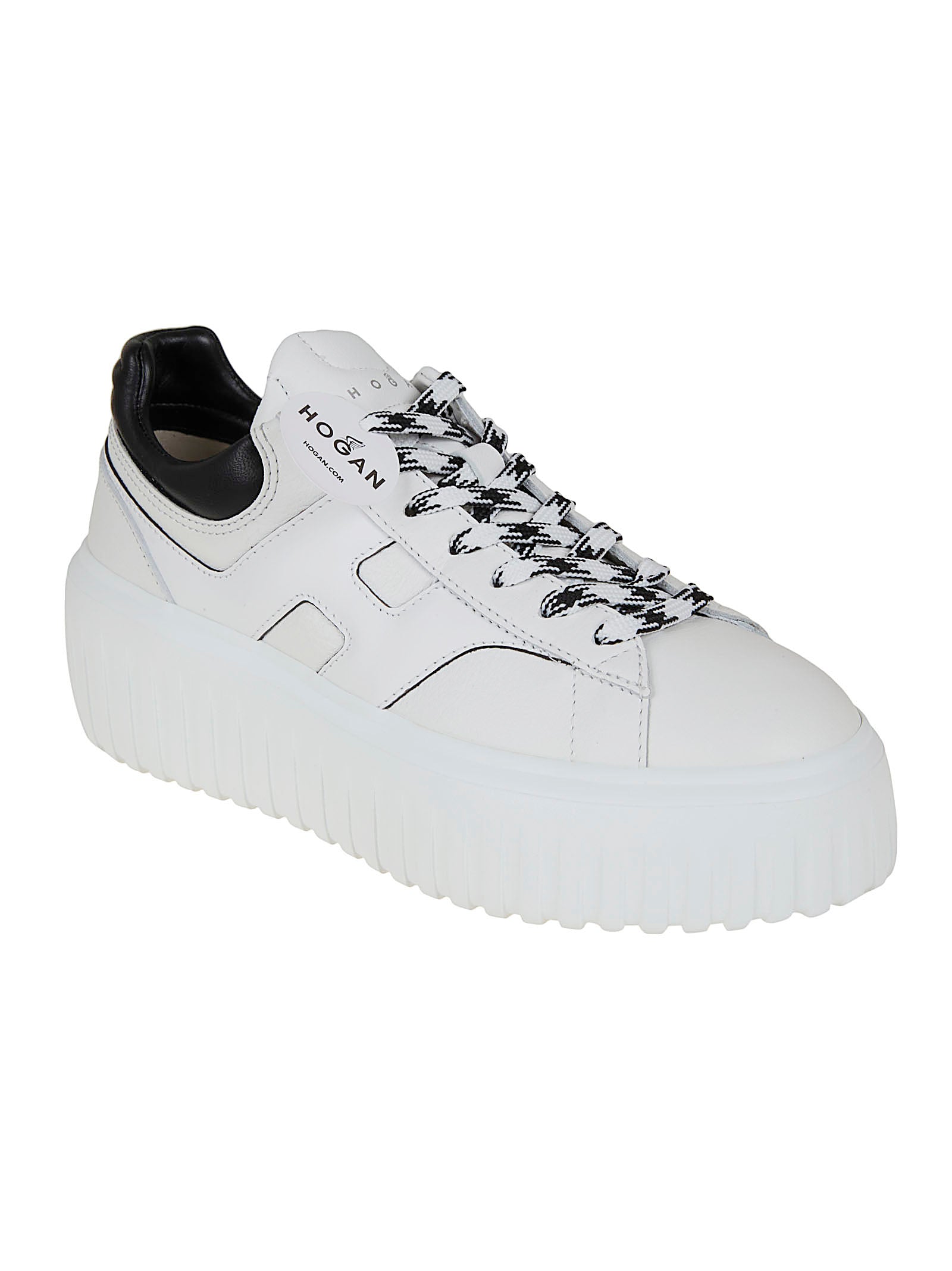 White Leather Sneakers with Ridged Sole