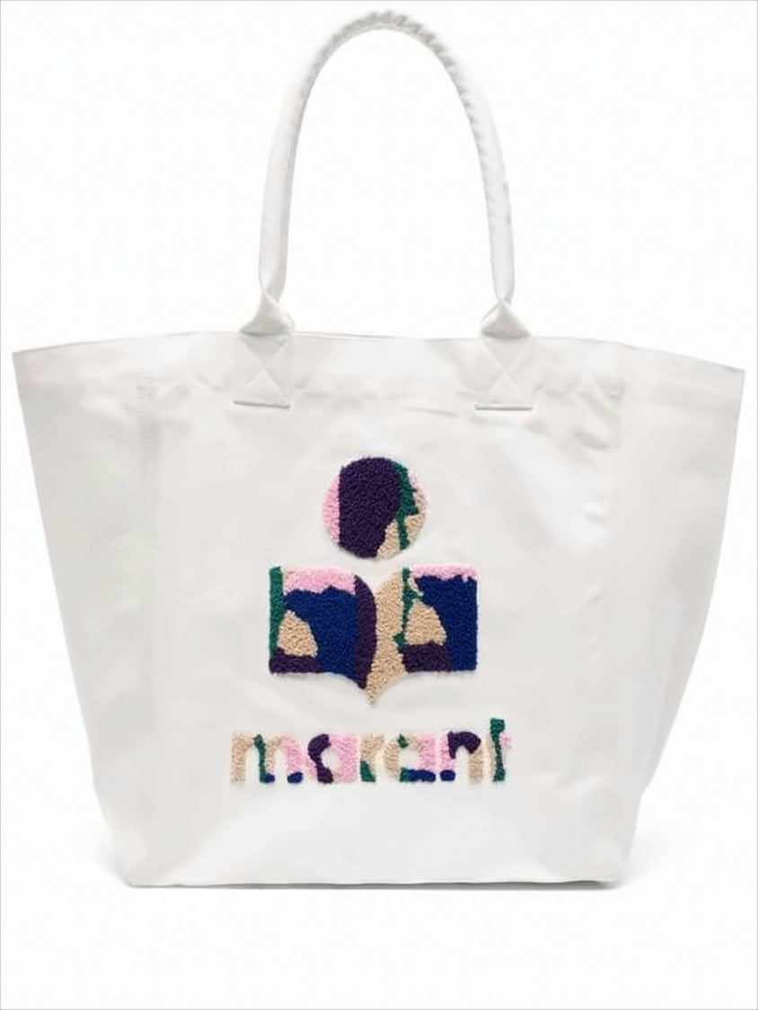 Spacious Off-White Shoulder Bag with Textured Embroidery