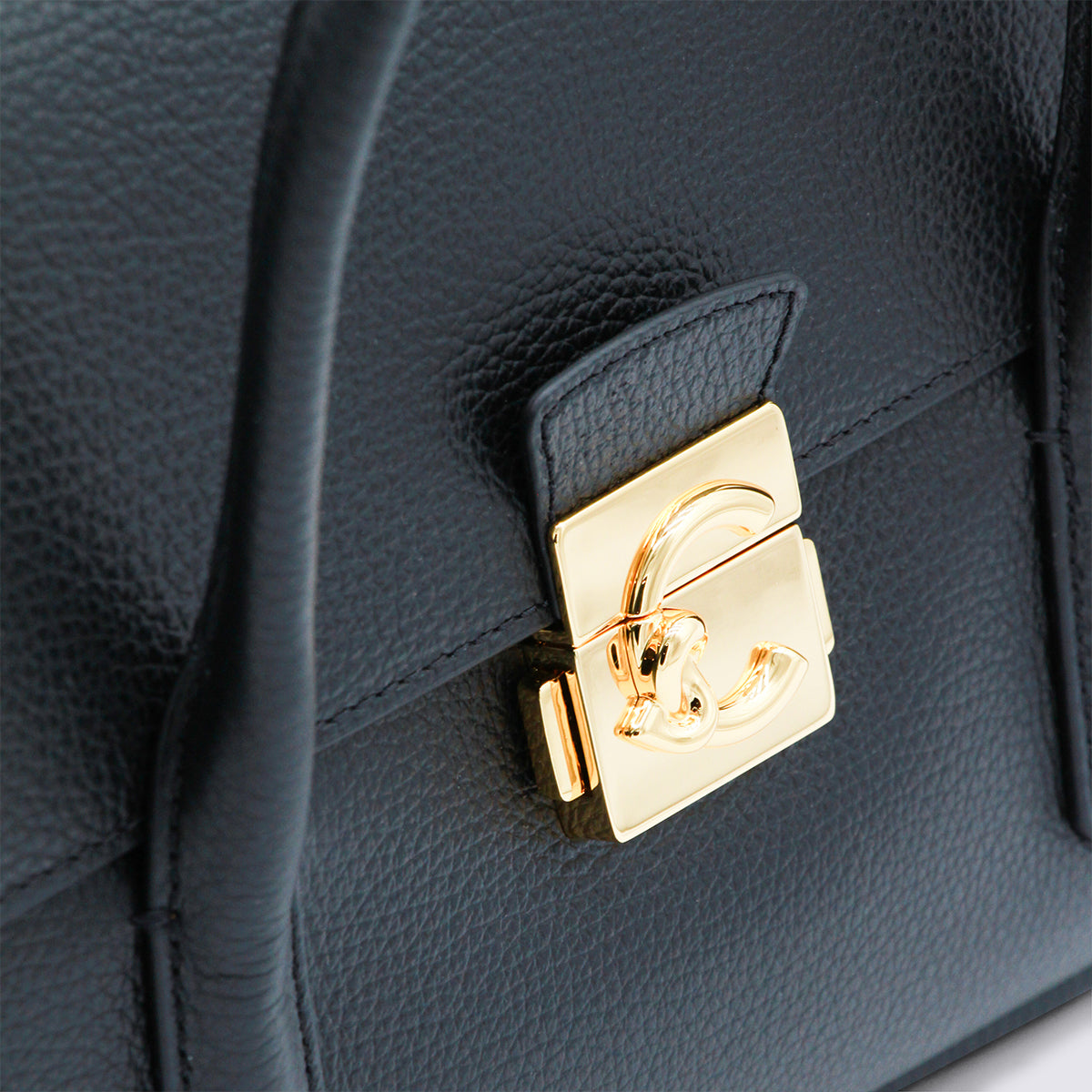 Structured Handbag with Flap Closure