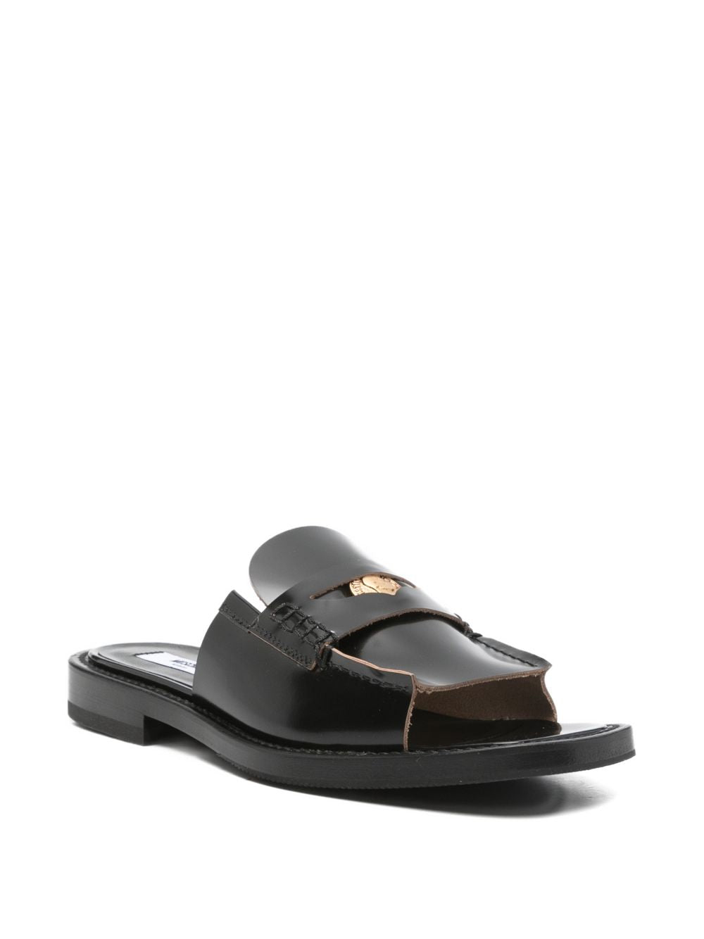 Black Silk and Nylon Open Sandals