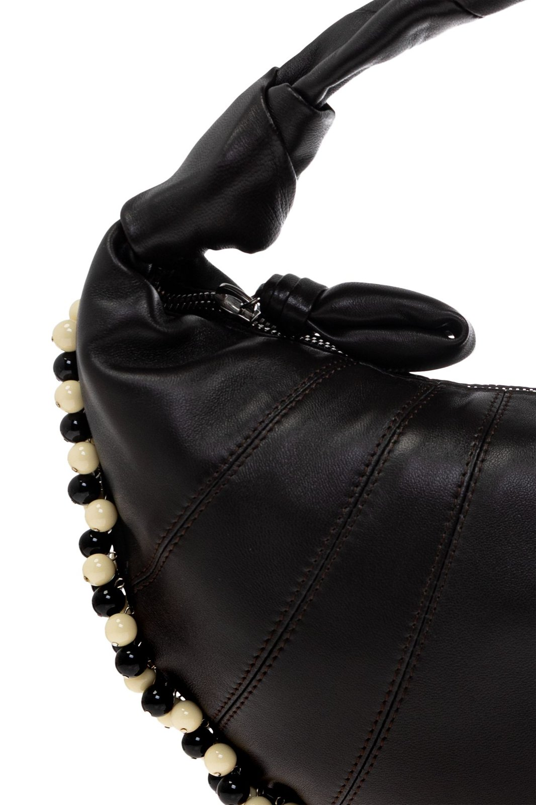 Crescent-Shaped Lambskin Tote Bag
