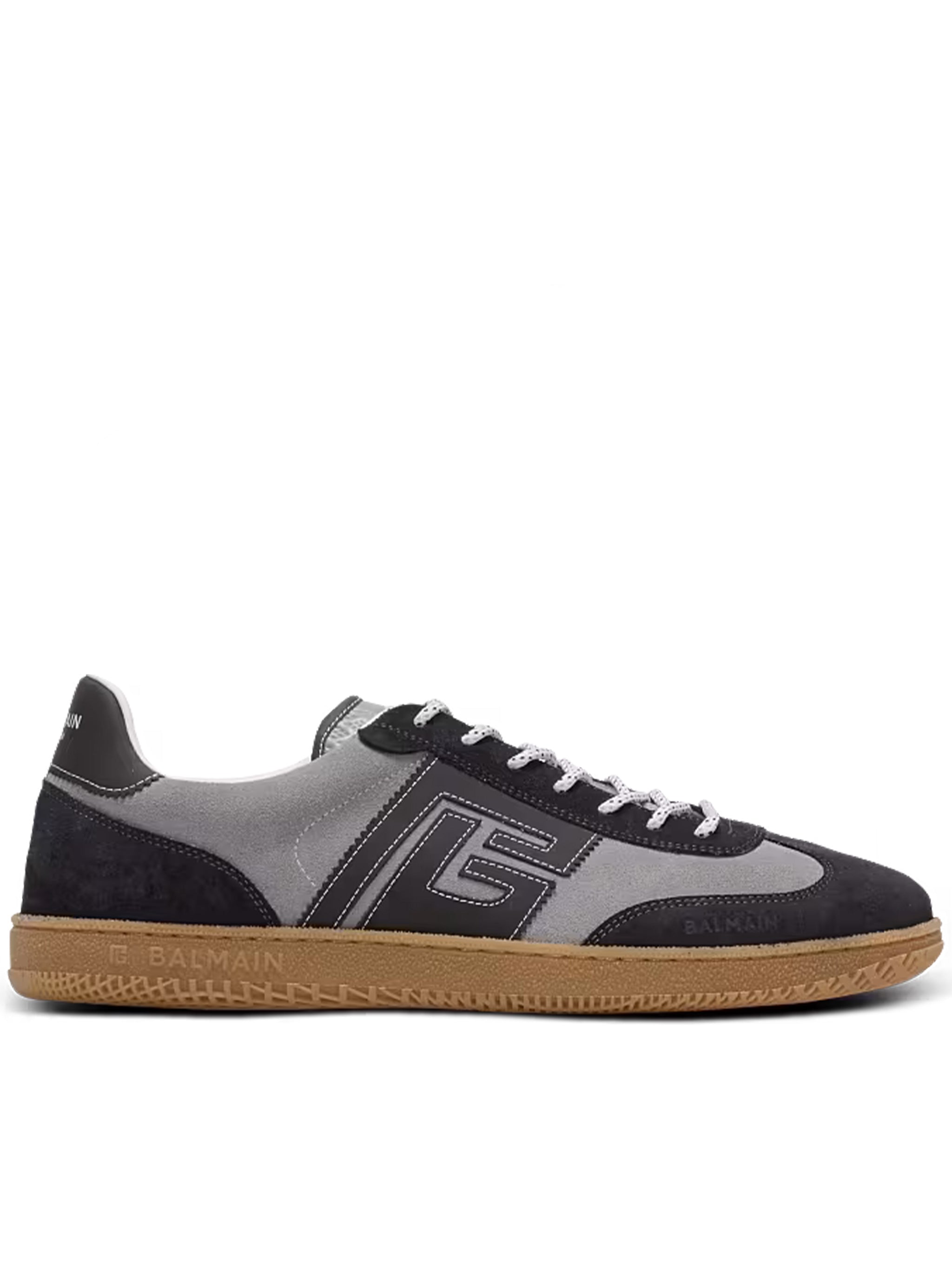 Grey Low Top Suede Panel Sneakers