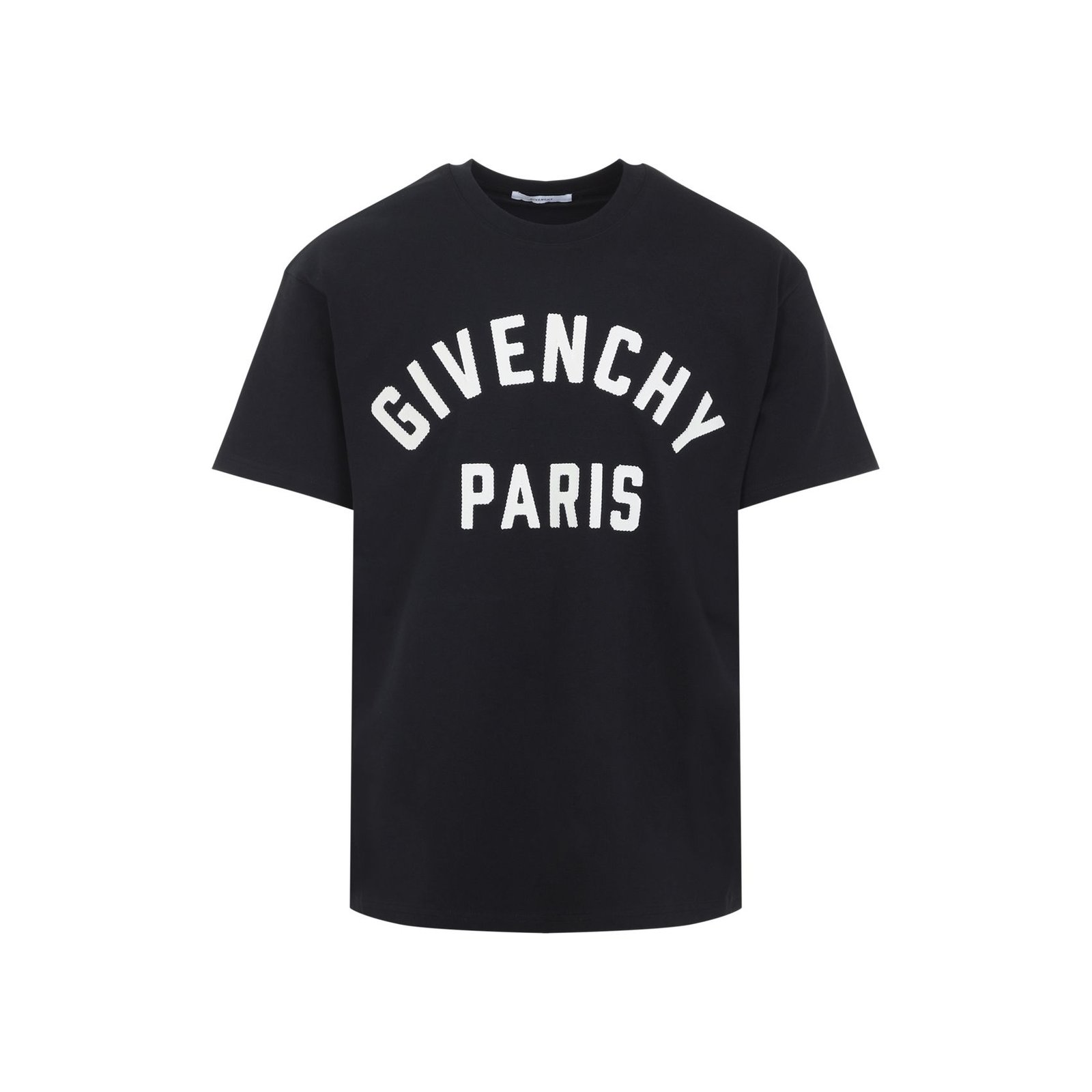 Classic Crew Neck Black T-Shirt with Arch Print