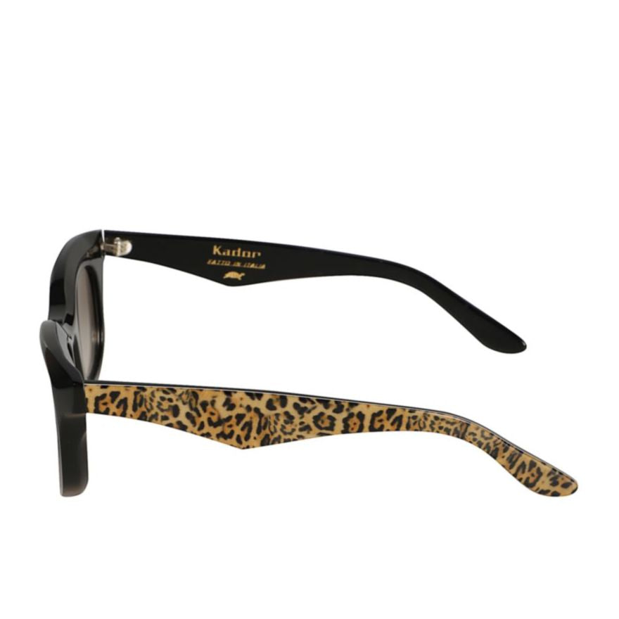 Joya Square Frame Sunglasses with Leopard Print Temples
