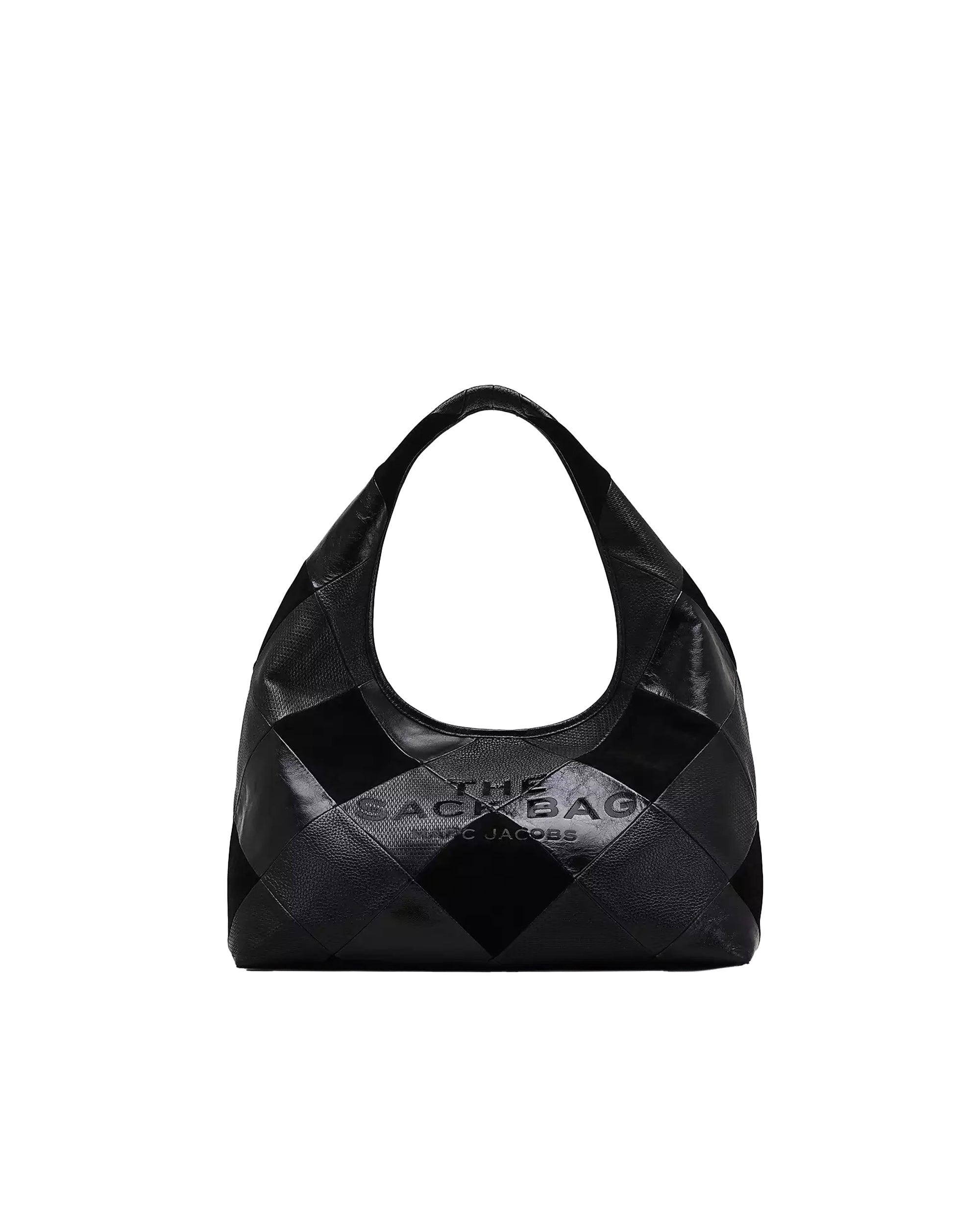 Black Handcrafted Suede Patchwork Hobo Bag