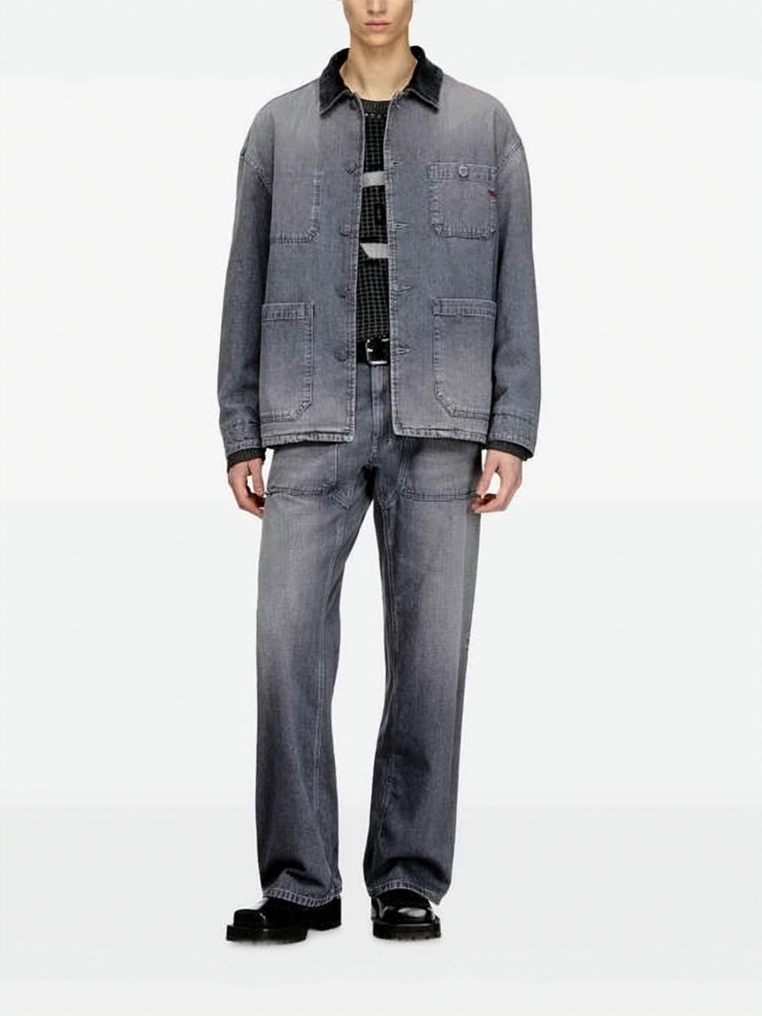 Relaxed-Fit Faded Grey Denim Jacket