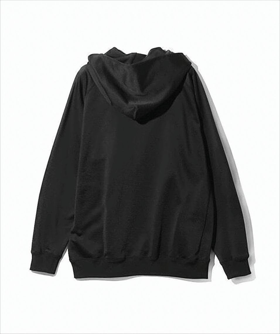 Minimalist Black Zip-Up Hoodie with Ribbed Accents