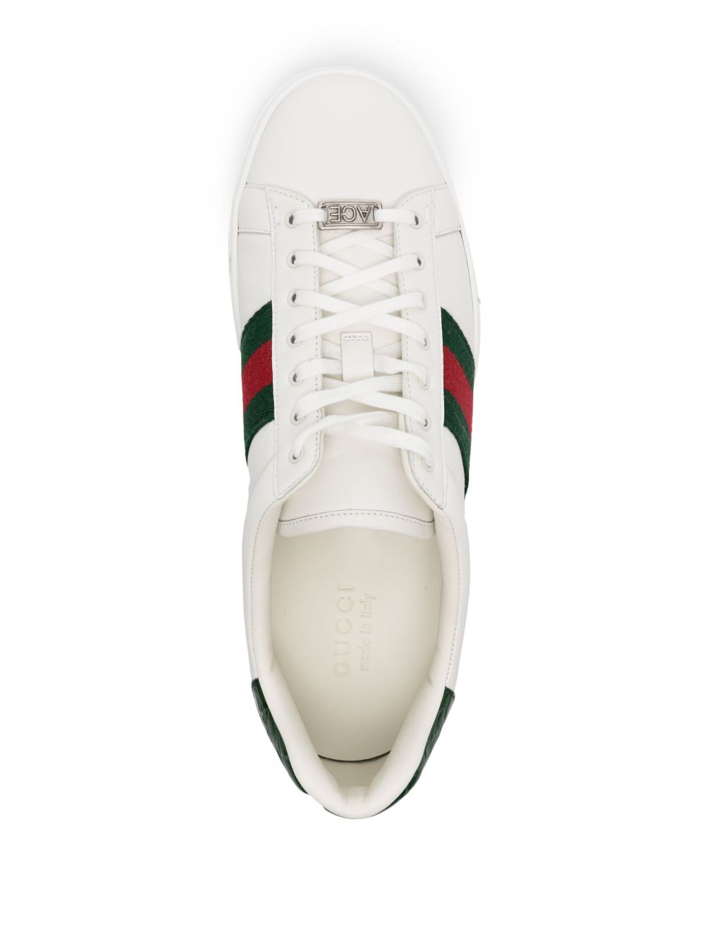 Panelled White Leather Sneakers with Signature Web Detailing