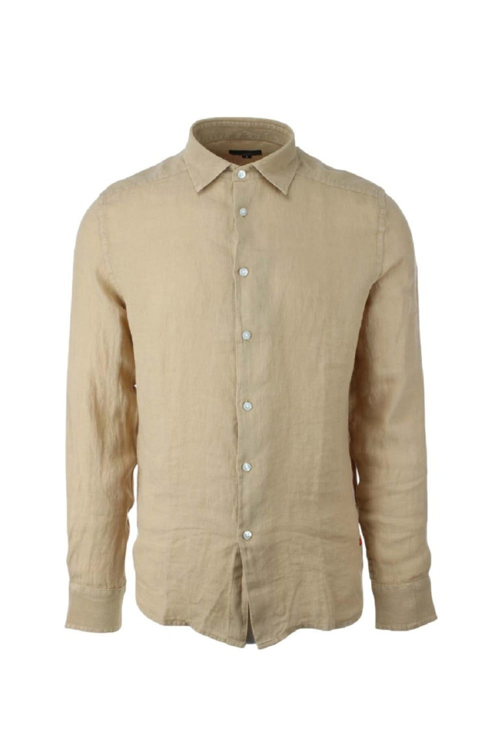 Long-Sleeved Linen Shirt With Sporty Collar