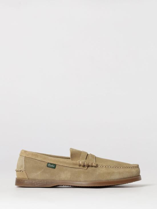Suede Loafers With Penny Strap And Rubber Sole