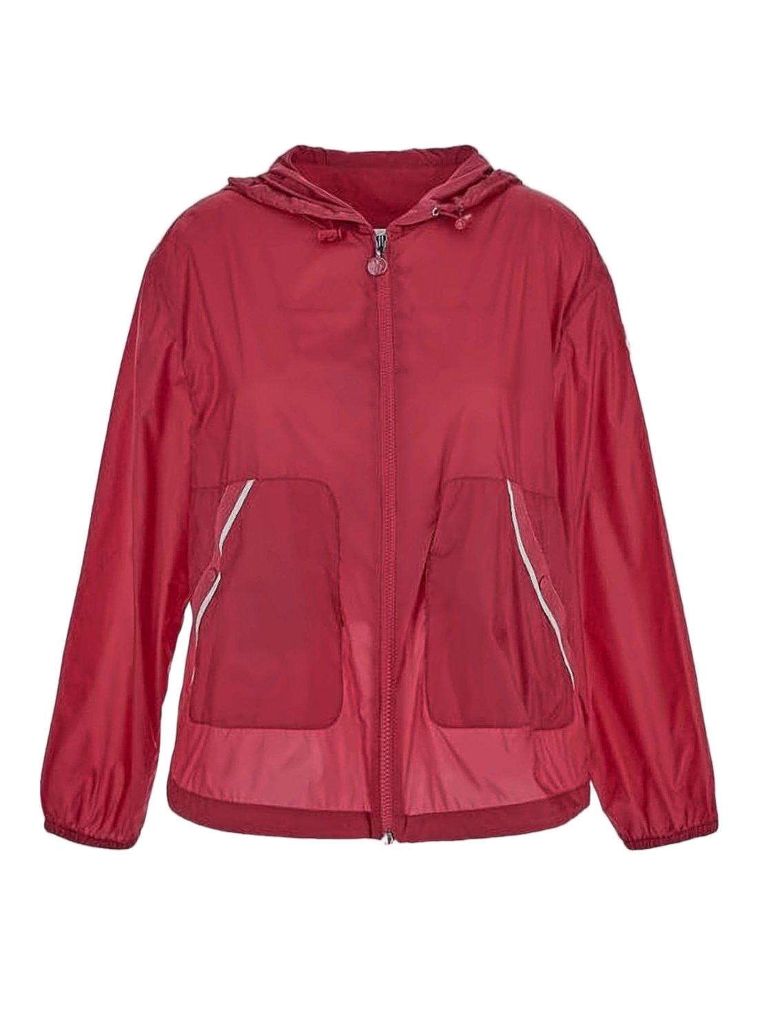Lightweight Red Hooded Jacket with Front Zipper