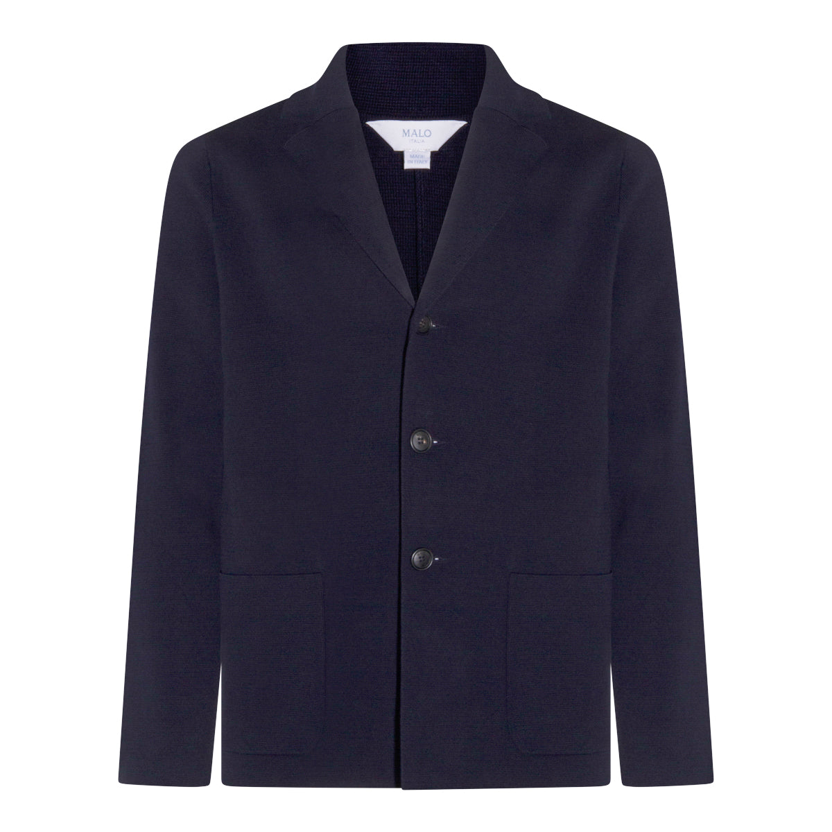 Navy Cotton Blazer With Lapel Collar