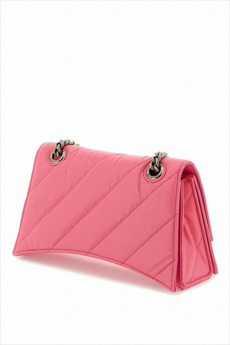 Quilted Pink Balenciaga Shoulder Bag with Metallic Emblem