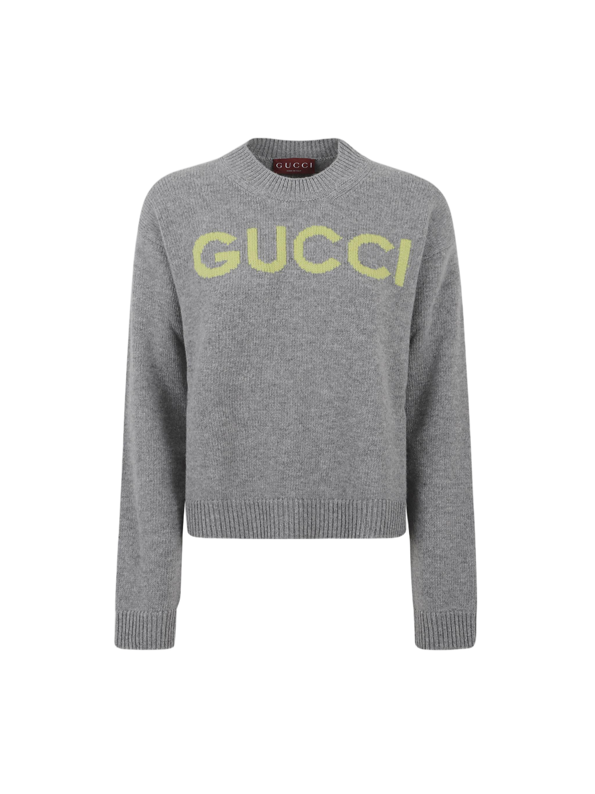 Wool Knit Sweater With Contrasting Logo