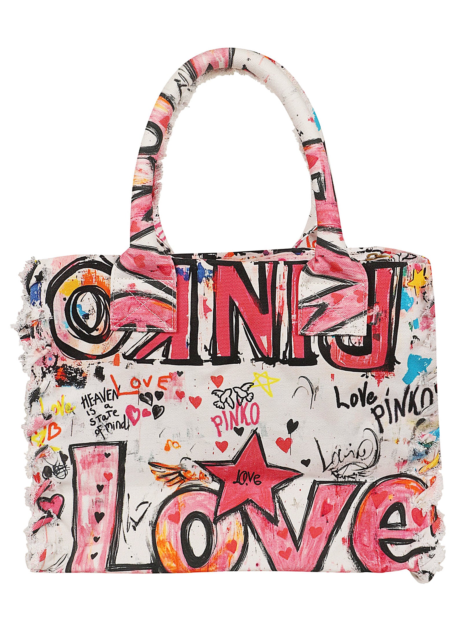 Graffiti-Print Shoulder Bag with Durable Handles