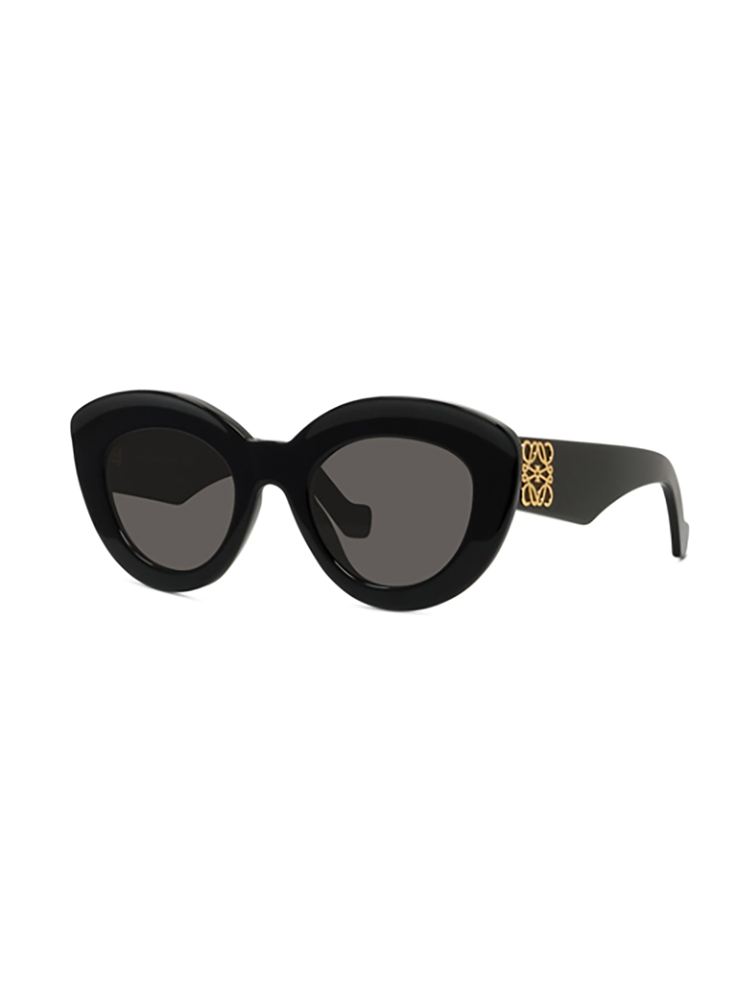 Cat-Eye Black Acetate Sunglasses With Gold Logo Detail