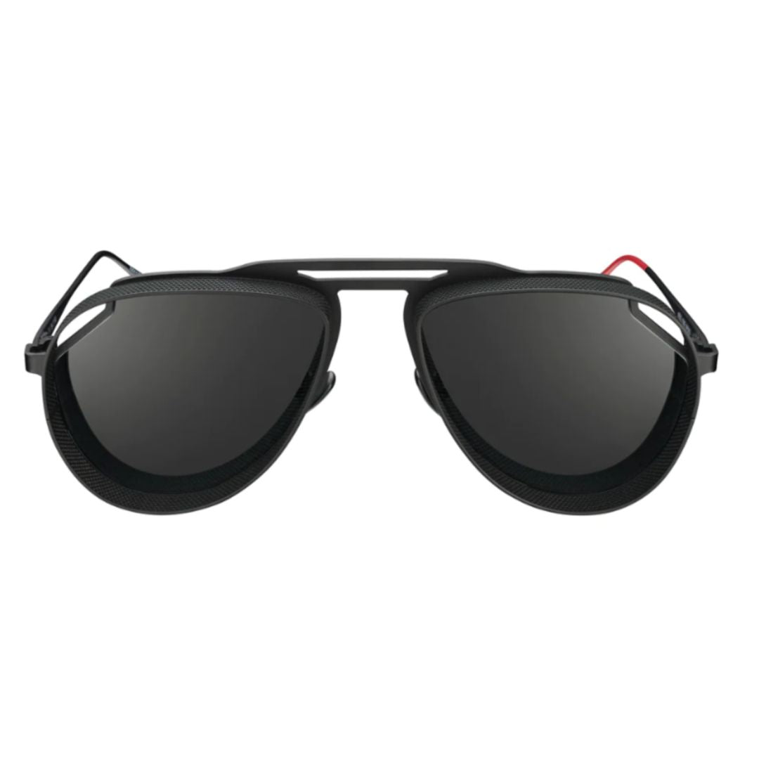 Tom T-1 Aviator-Style Black Sunglasses with Textured Side Shields
