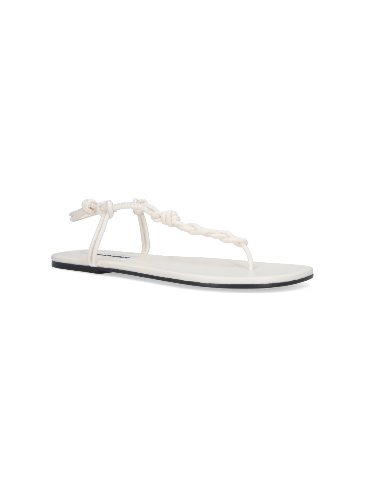 White Tangle Braided Leather Thong Sandals