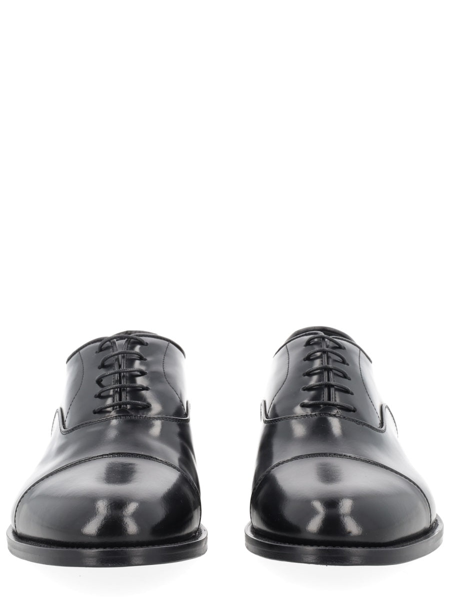 Black Polished Leather Cap Toe Loafers