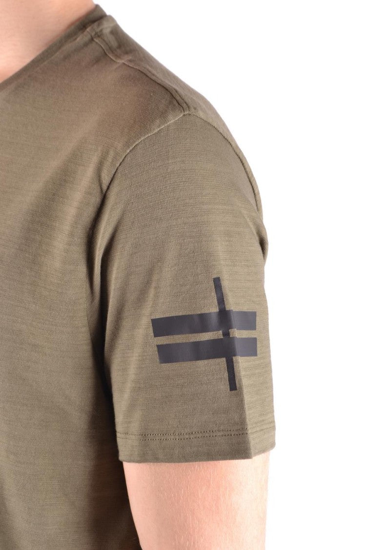 Olive Green Cotton T-Shirt With Graphic Detail
