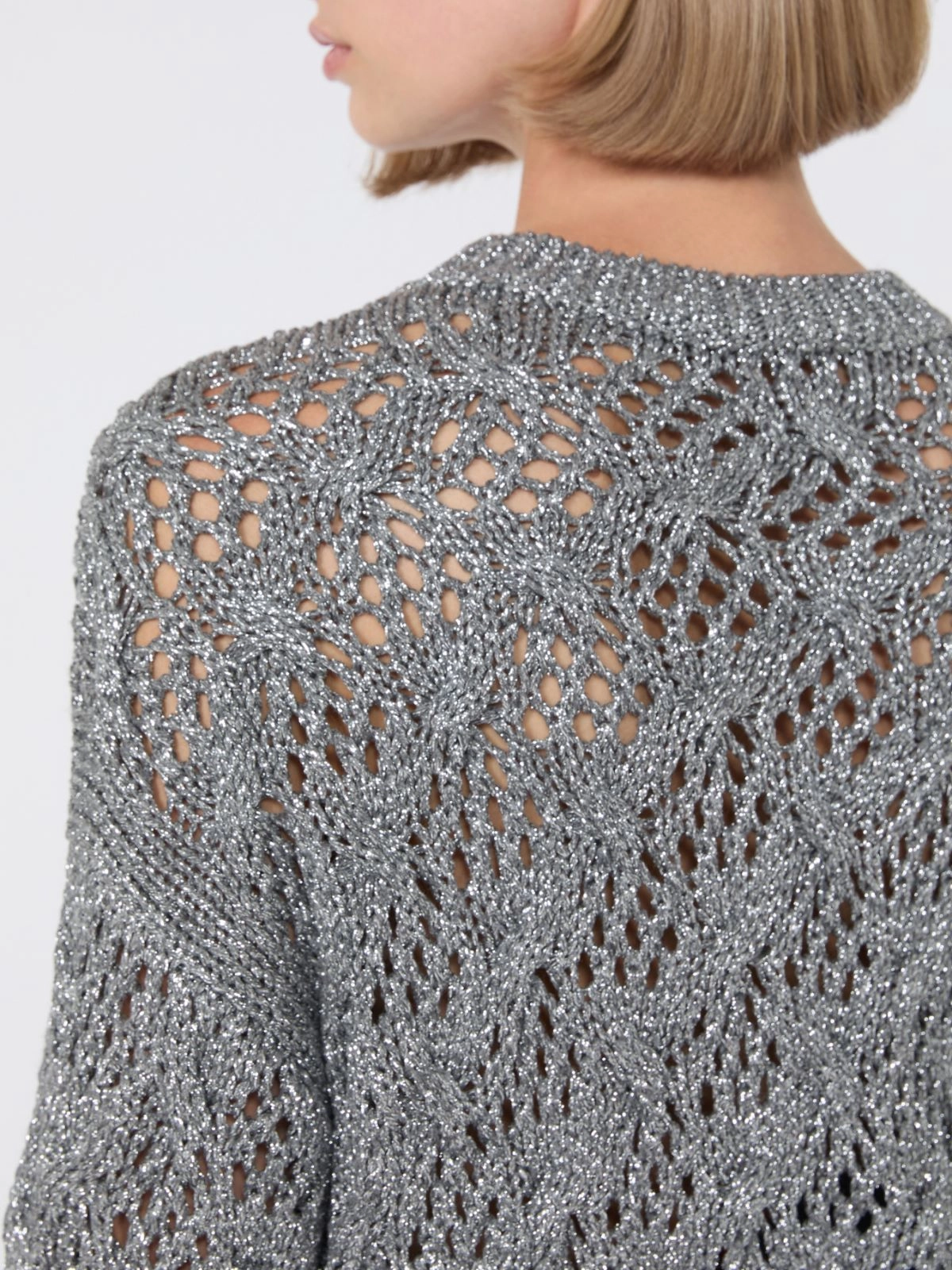 Refined Open-Knit Sweater With Metallic Fiber Detail