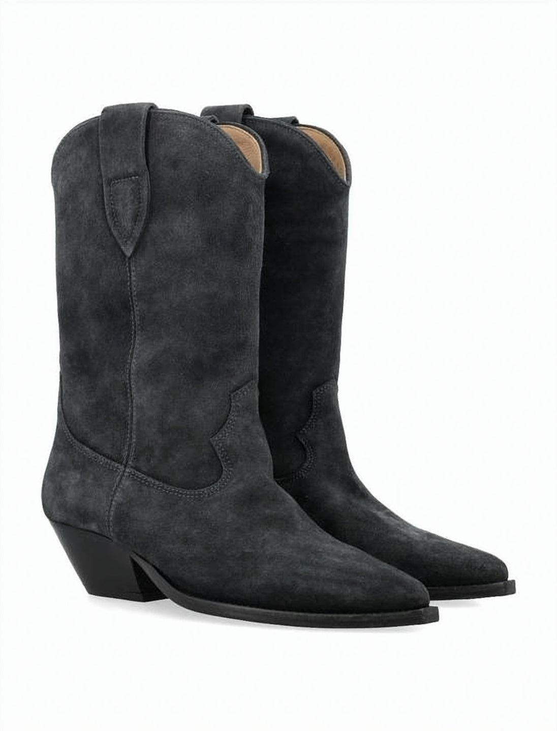 Mid-Calf Suede Leather Cowboy Boots