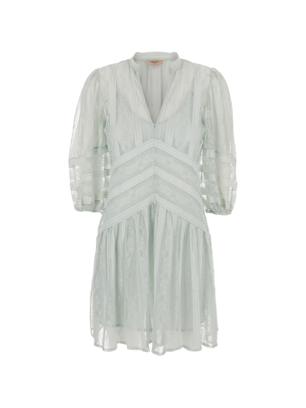 Delicate Lace Dress with Sheer Puff Sleeves