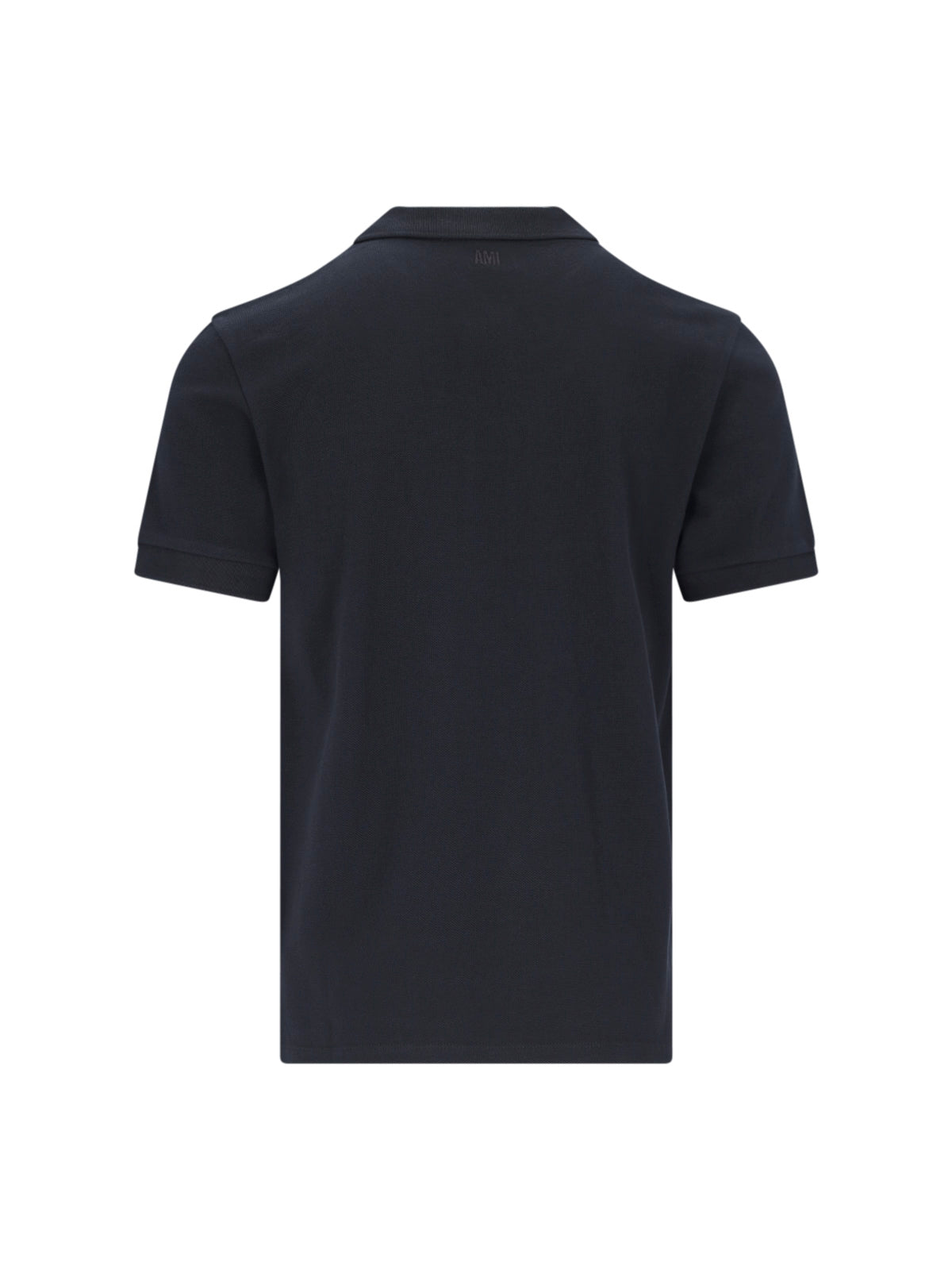 Minimalist Black Polo Shirt With Crew Neckline