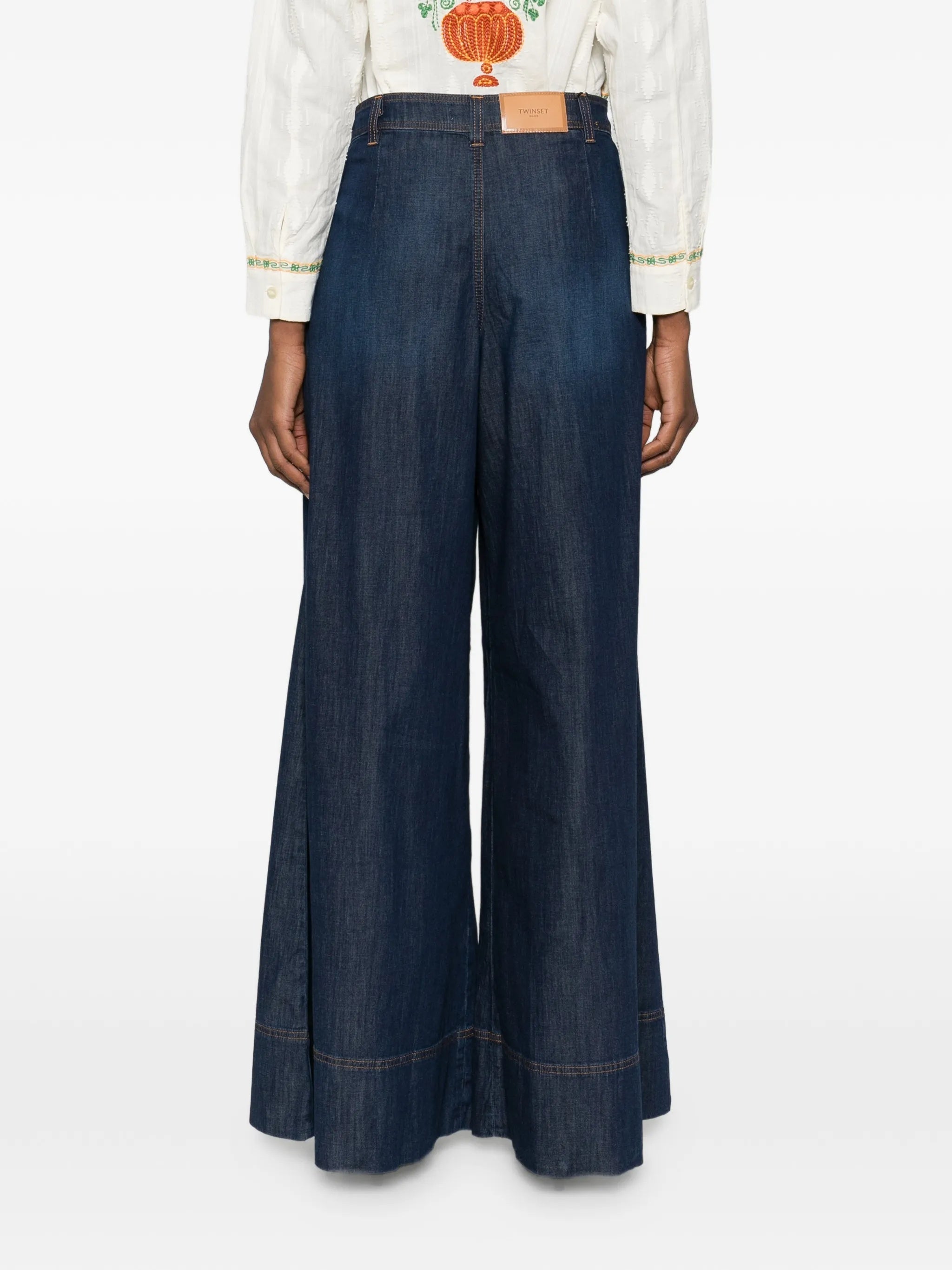 Dark Pantalone Wide-Leg Denim Jeans