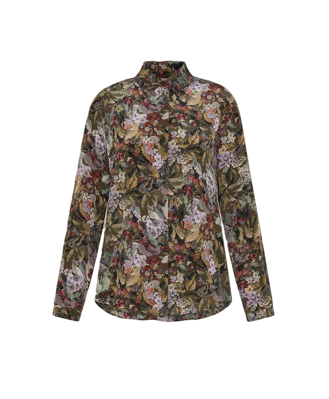 Vibrant Floral-Patterned Shirt with Classic Collar