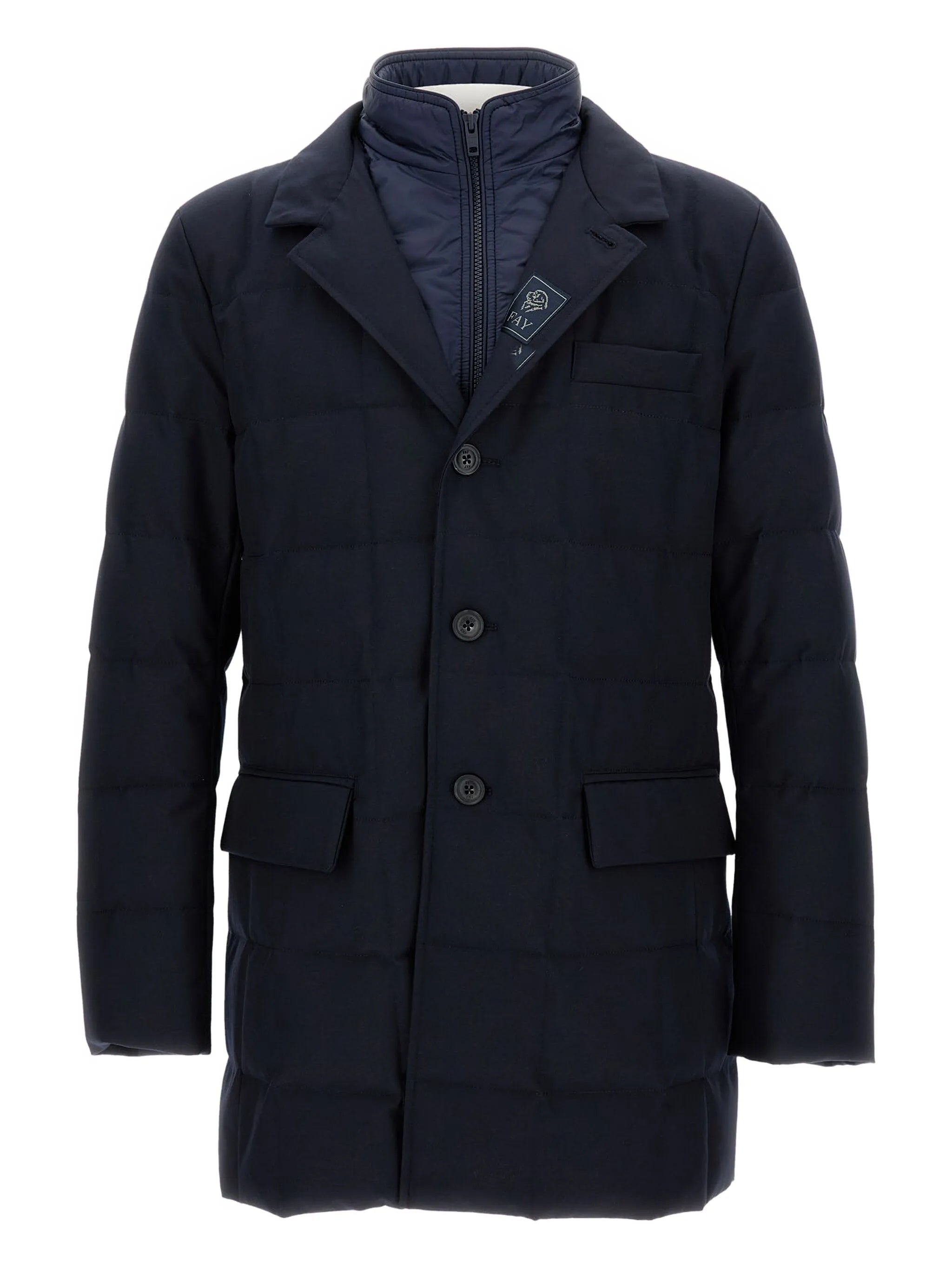 Double-Breasted Blue Padded Quilted Puffer Jacket