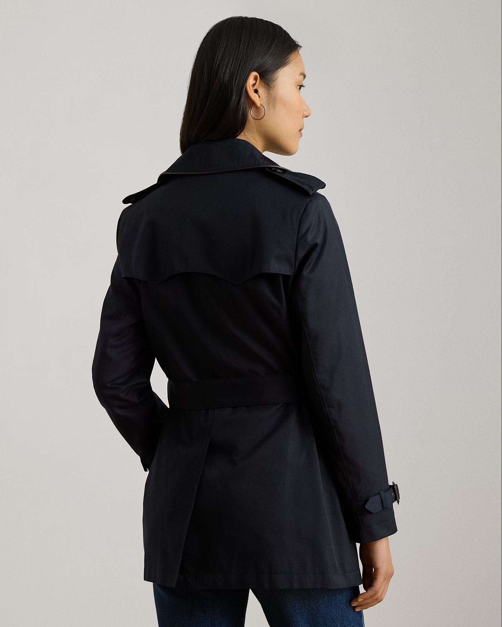 Navy Blue Lined Trench Coat