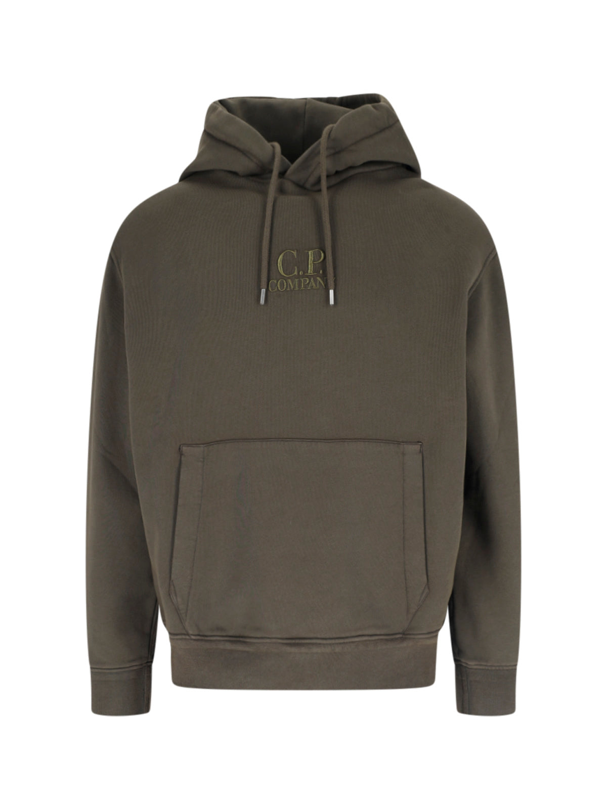 Green Cotton Hoodie With Drawstring