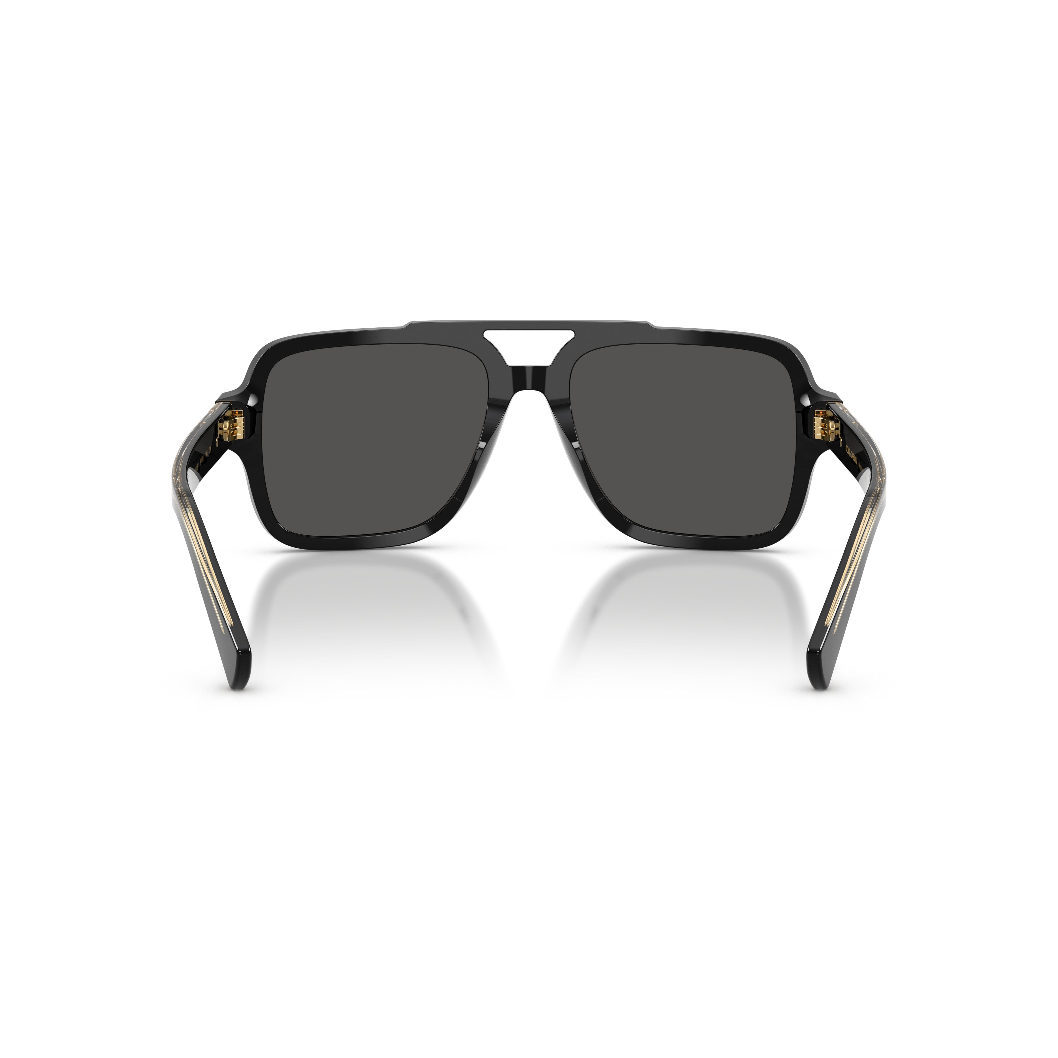 Square Black Acetate Sunglasses With Gold Accents